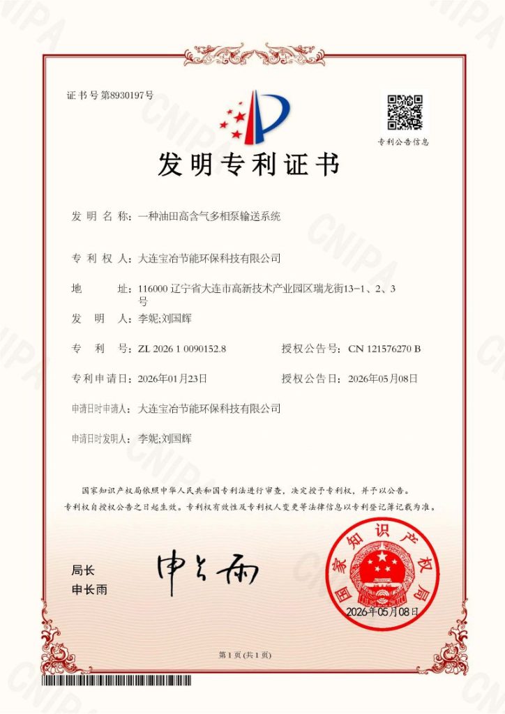 DBM Invention Patent, Oilfield High Gas Content Multiphase Pump, Multiphase Pump Patent